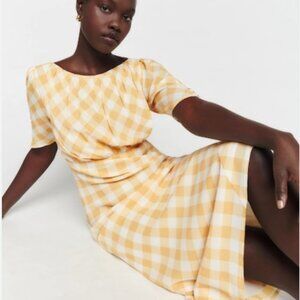 NWOT Reformation Ozzy Gingham Yellow Midi Dress S $278